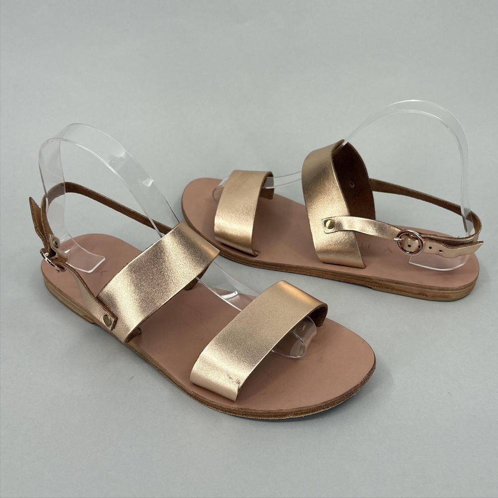 KYMA Sandals Shoes Womens Size 8 39 Gold Leather Strappy Ankle Strap Greece